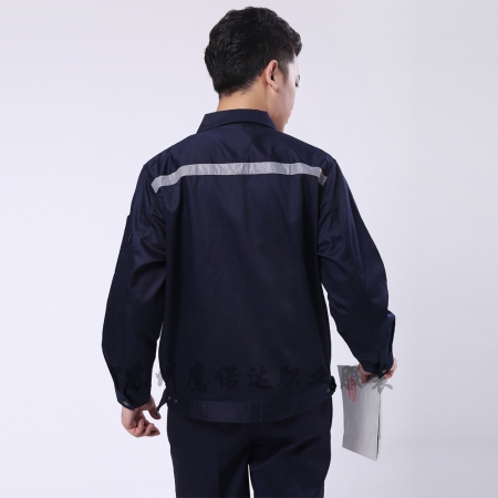 藏青拼米色涤棉线卡广告工作服AC090-GG